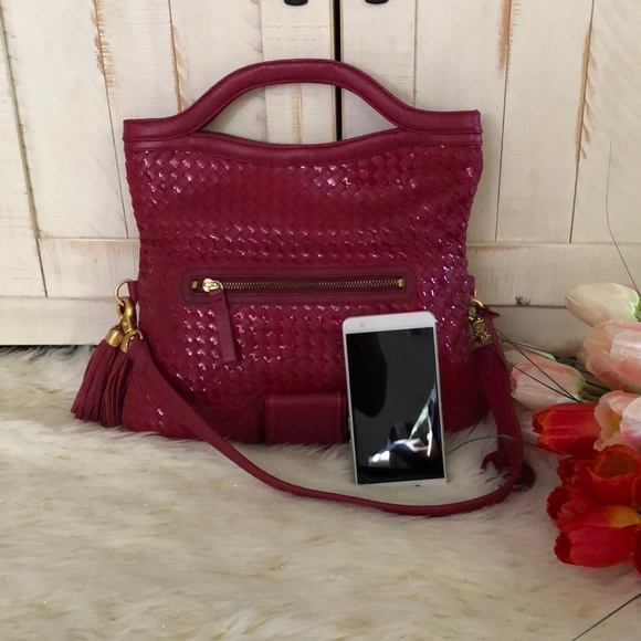 ELLIOT LUCCA WOVEN MULTI USE HANDBAG MERLOT - Picture 7 of 7